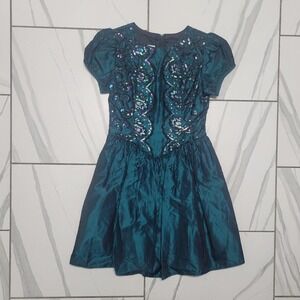 Vintage glam new years dress by McClintock teal sequin party dress
